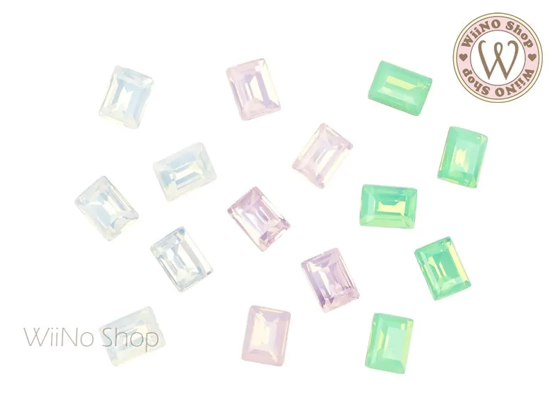 6 x 8mm Opal Rectangle Point Back Crystal - 5 pcs