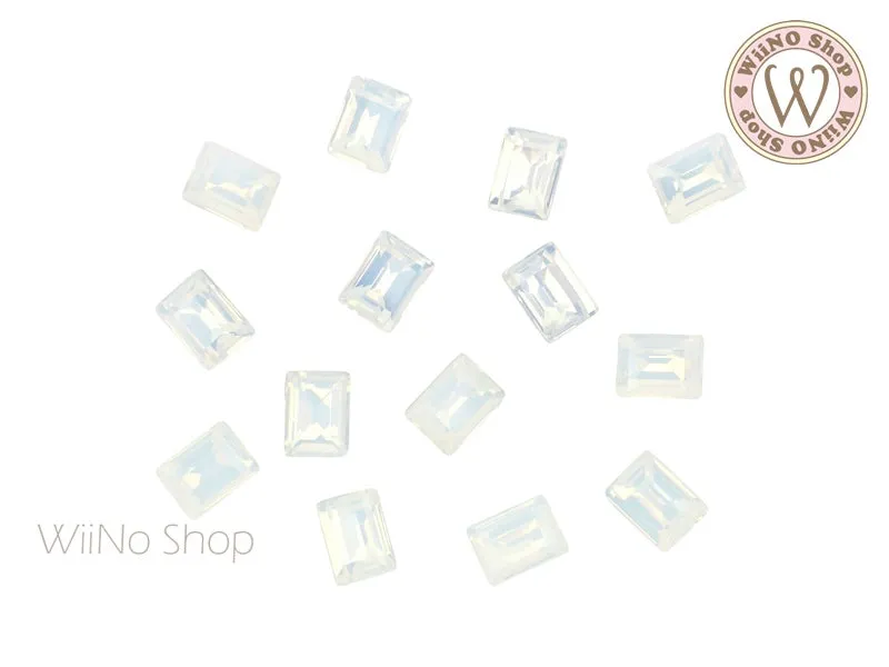 6 x 8mm Opal Rectangle Point Back Crystal - 5 pcs
