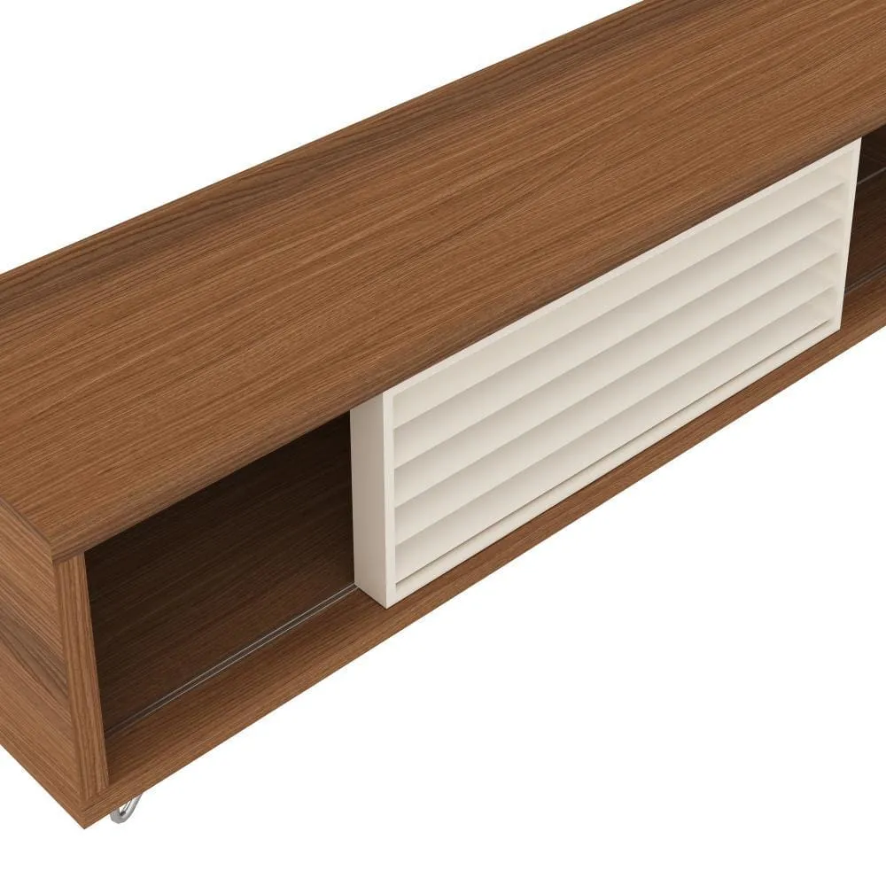 71" Shutter Design Door Wooden Entertainment TV Stand, Brown By The Urban Port