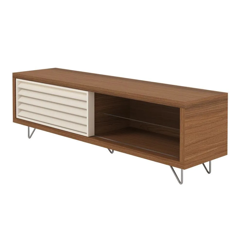71" Shutter Design Door Wooden Entertainment TV Stand, Brown By The Urban Port