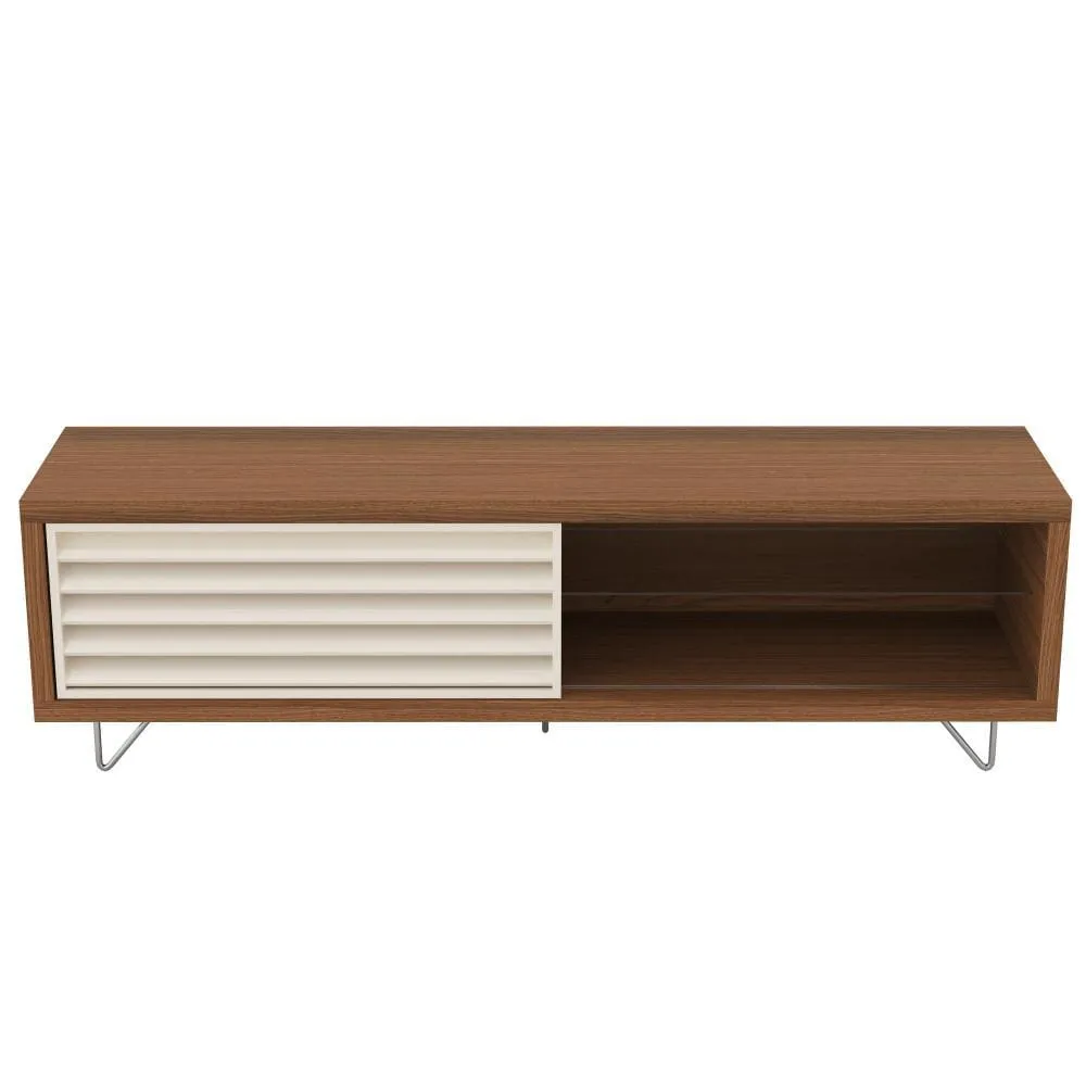 71" Shutter Design Door Wooden Entertainment TV Stand, Brown By The Urban Port
