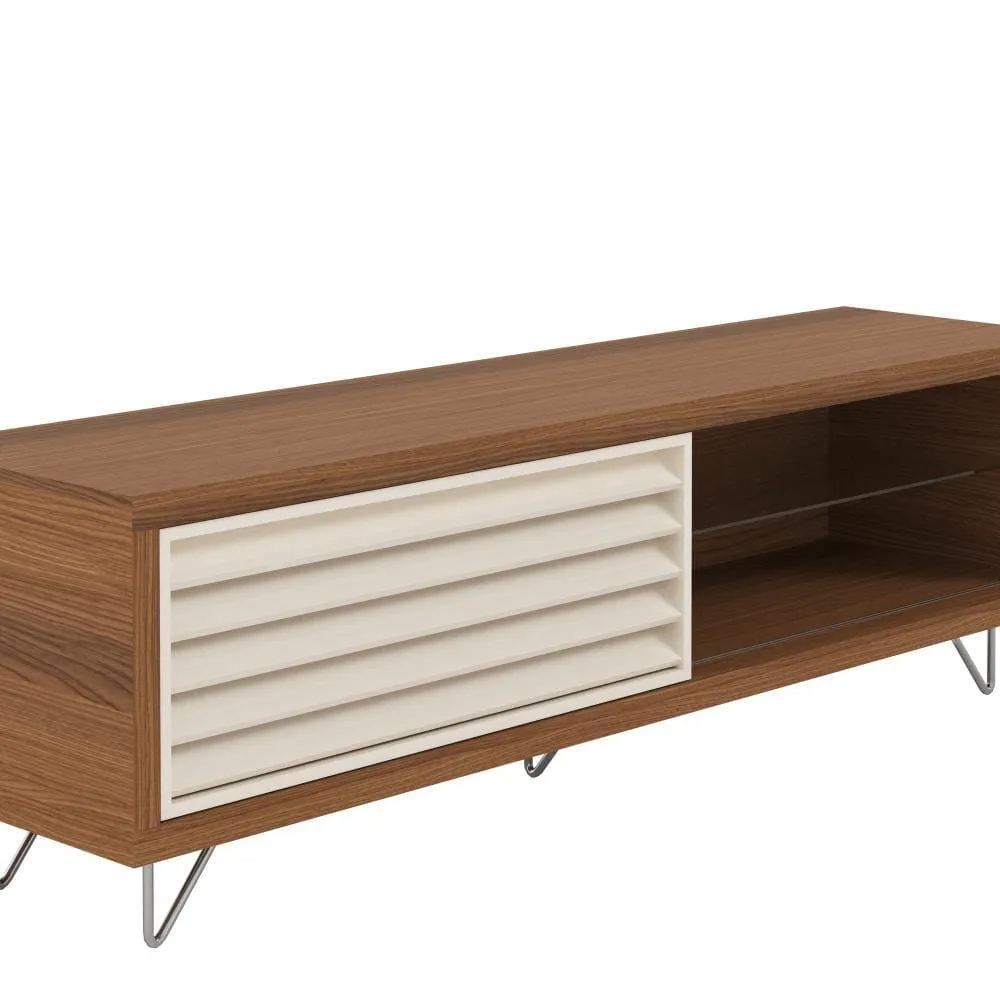 71" Shutter Design Door Wooden Entertainment TV Stand, Brown By The Urban Port
