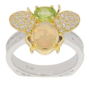 8X6 6X4 Green Peridot Sterling Silver Ring with Accent