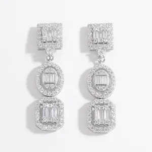 925 Sterling Silver Inlaid Zircon Glamorous Drop Earrings