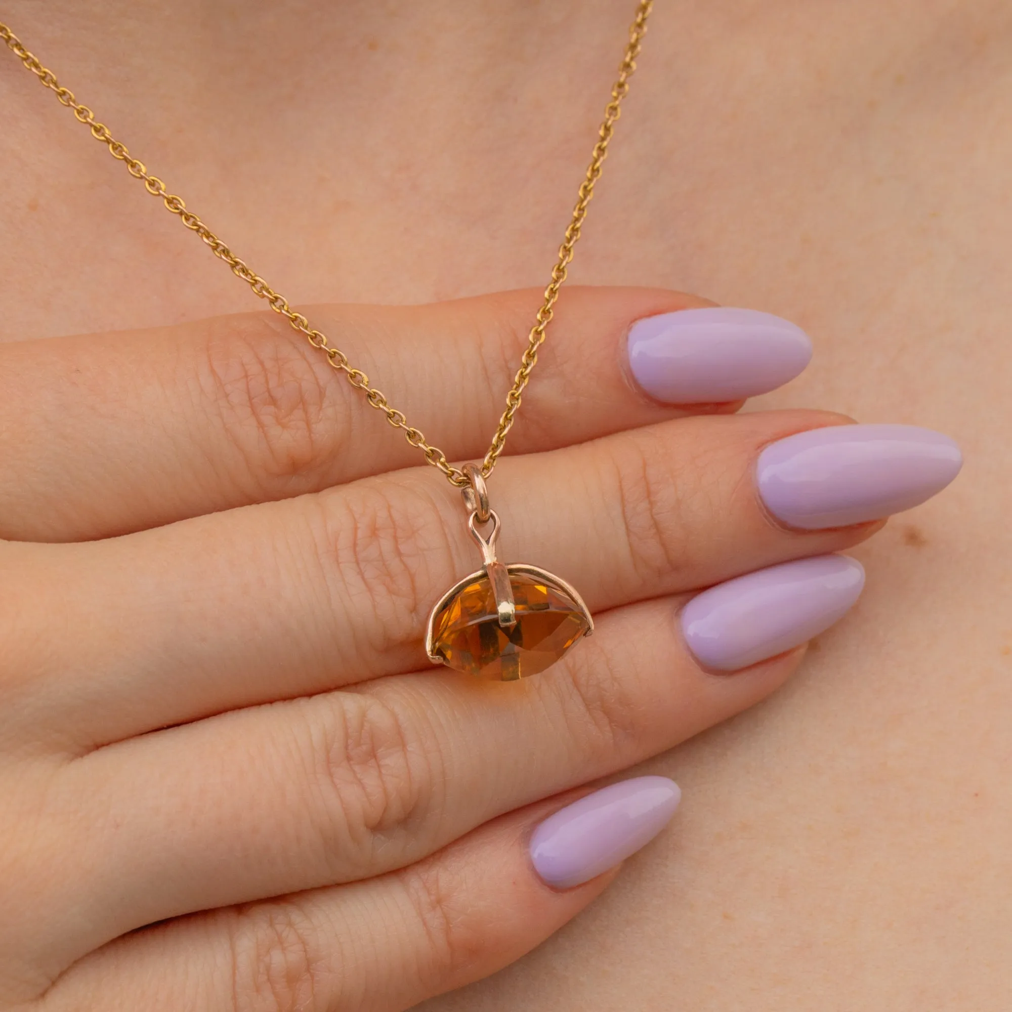 9ct Gold Citrine Charm Pendant 6.00ct