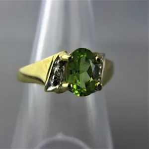 9k Peridot & Diamond Set Ring Contemporary c2006