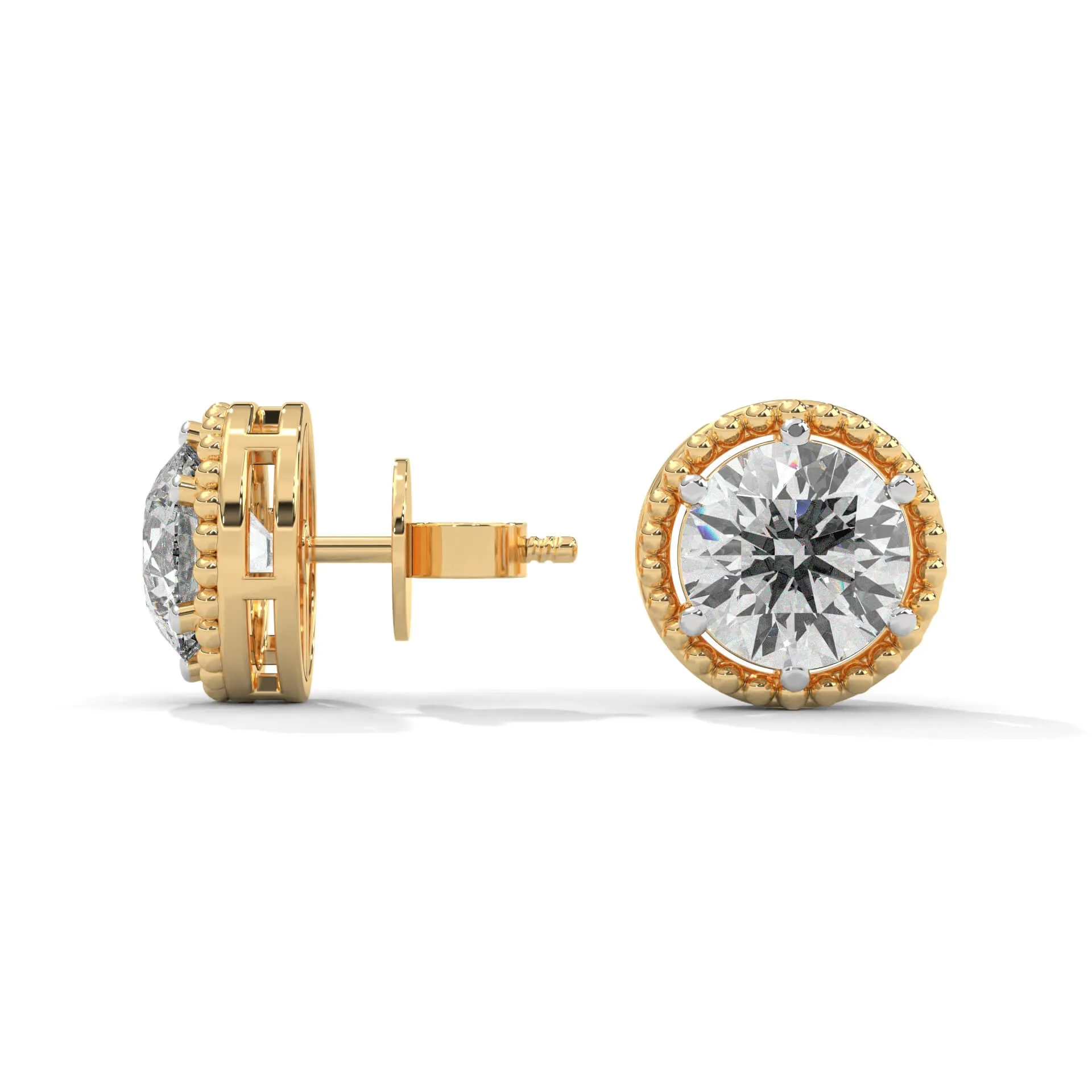 Aachi 2 carat Solitaire Silver Stud | 22KT Gold Vermeil