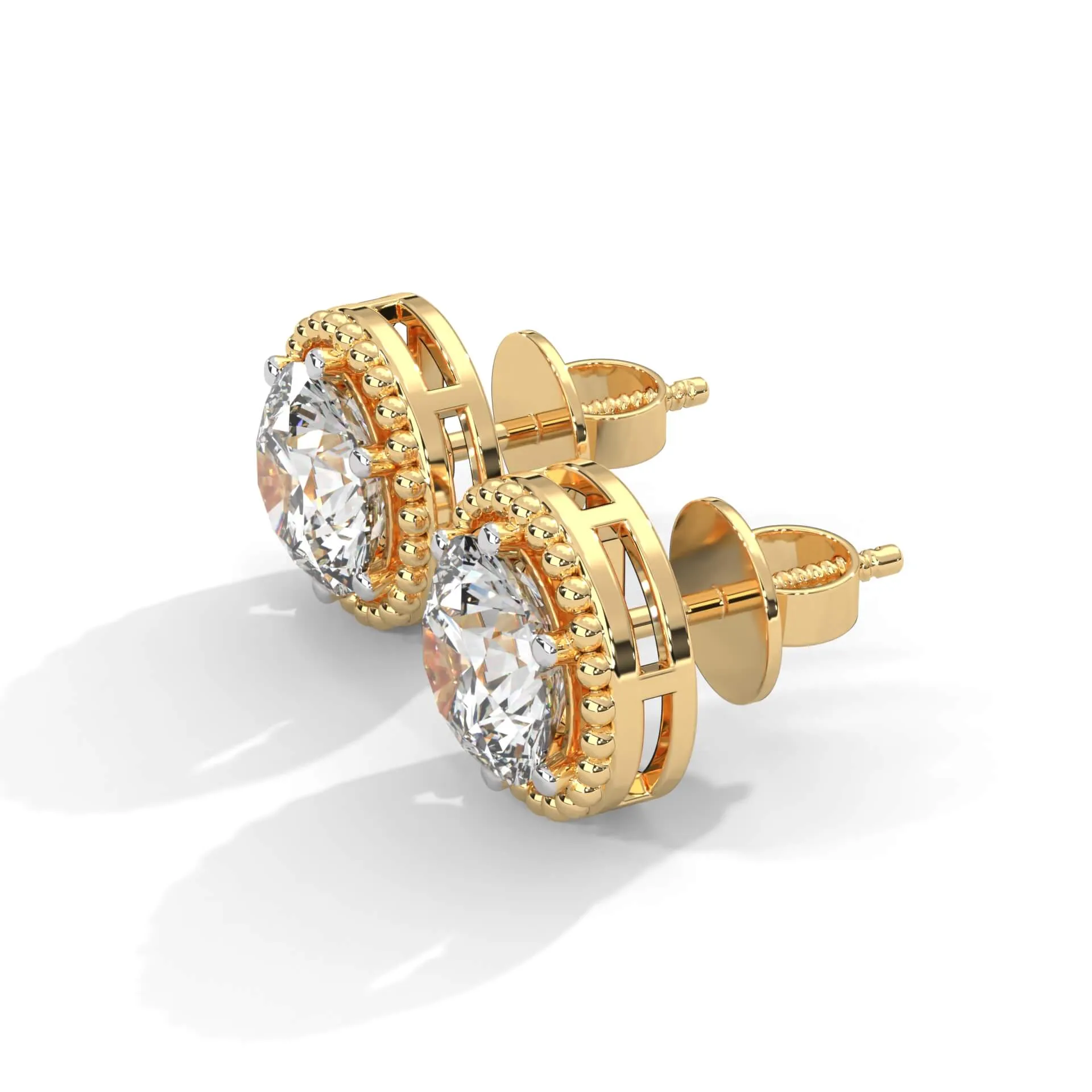 Aachi 2 carat Solitaire Silver Stud | 22KT Gold Vermeil
