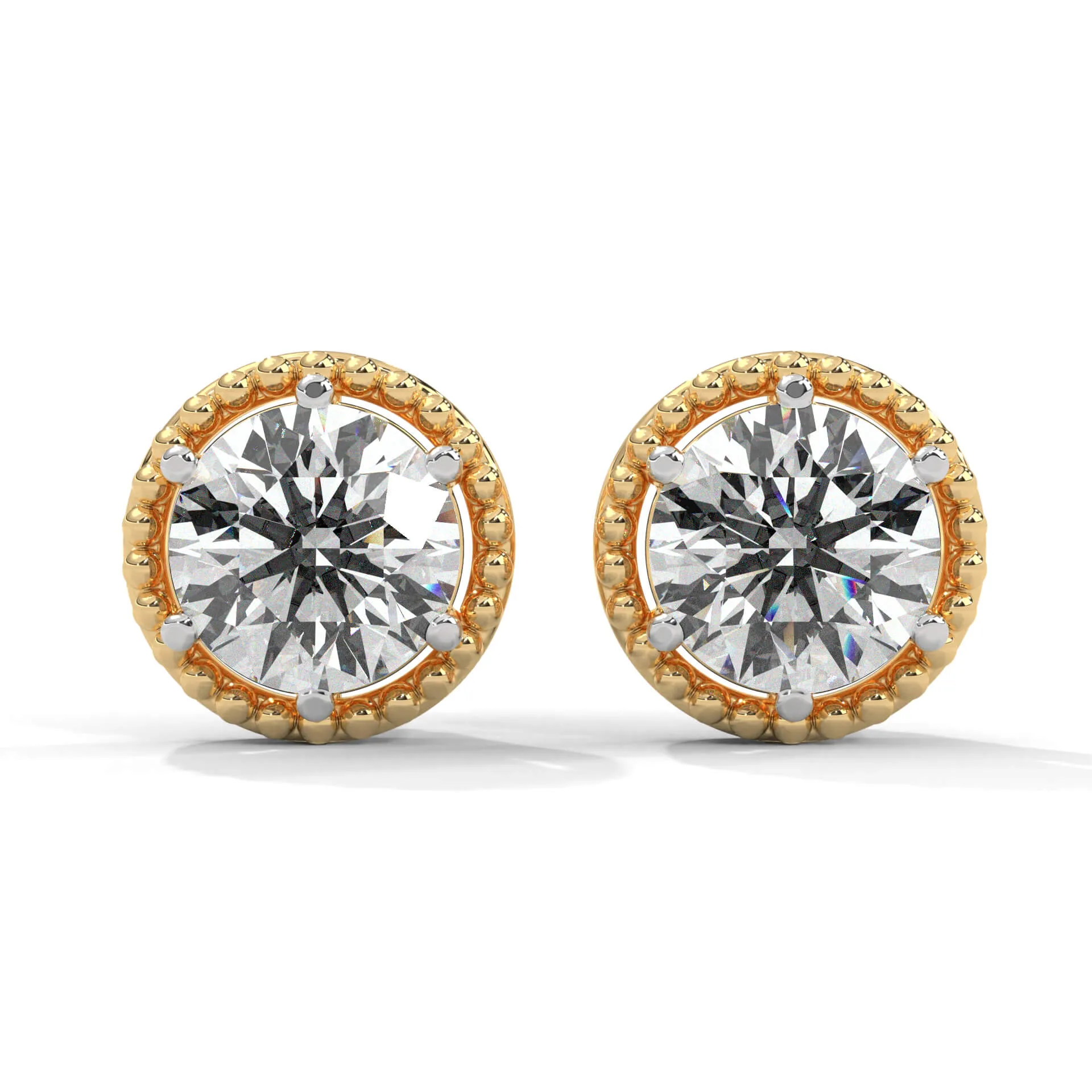 Aachi 2 carat Solitaire Silver Stud | 22KT Gold Vermeil