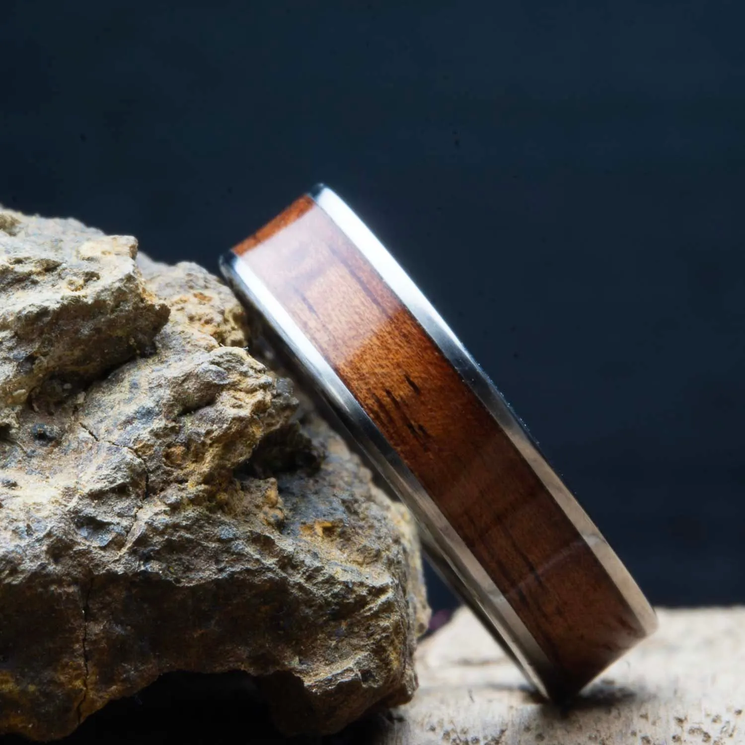 Acacia wood inlay and titanium