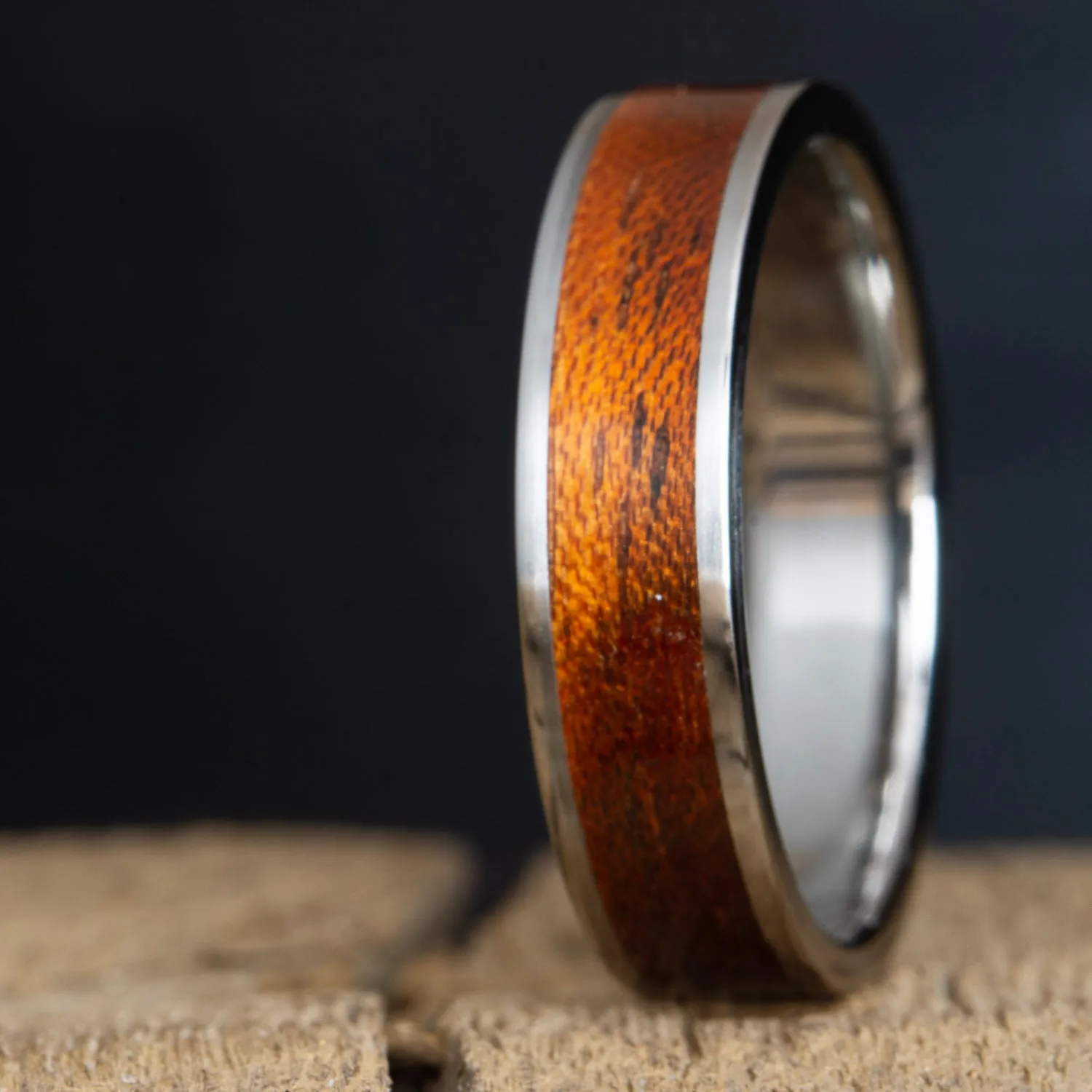 Acacia wood inlay and titanium