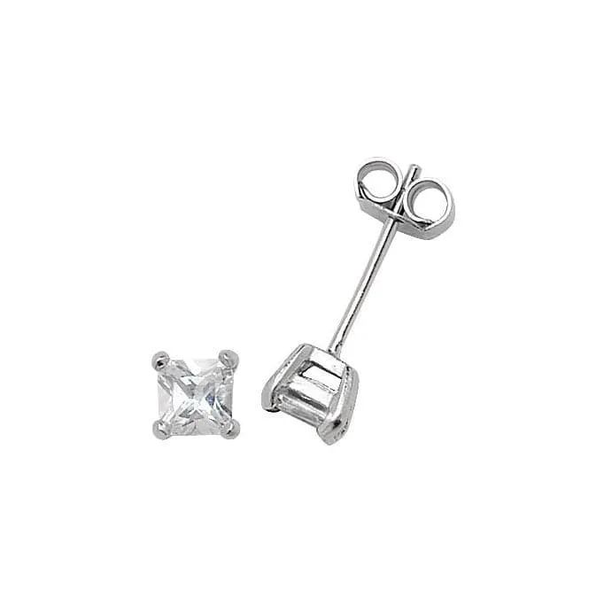 Acotis Silver Stud Earrings Square Zirconia G5553CZ