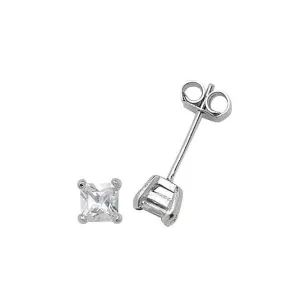 Acotis Silver Stud Earrings Square Zirconia G5553CZ