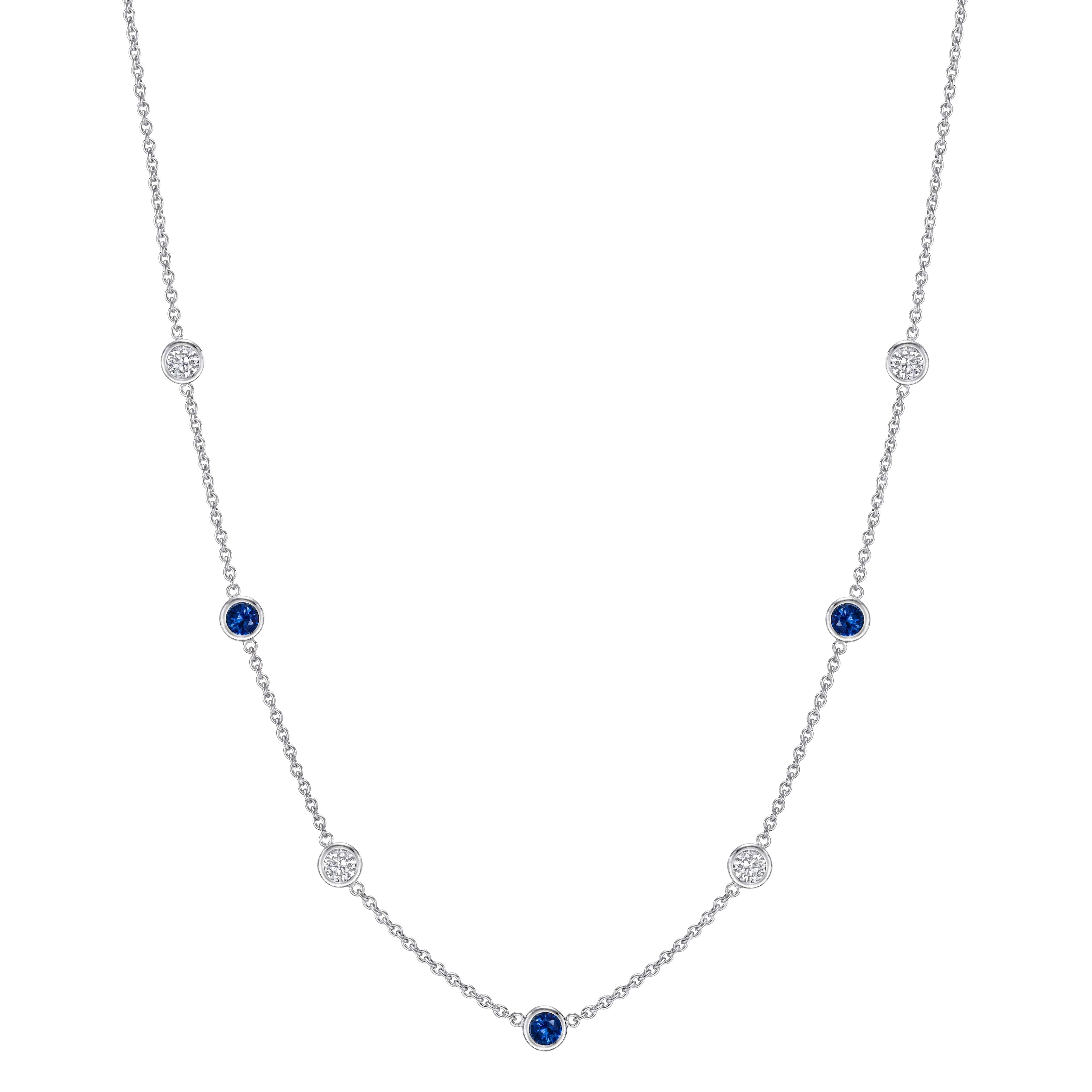 Addessi Diamond & Sapphire Station Necklace