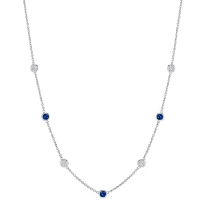 Addessi Diamond & Sapphire Station Necklace