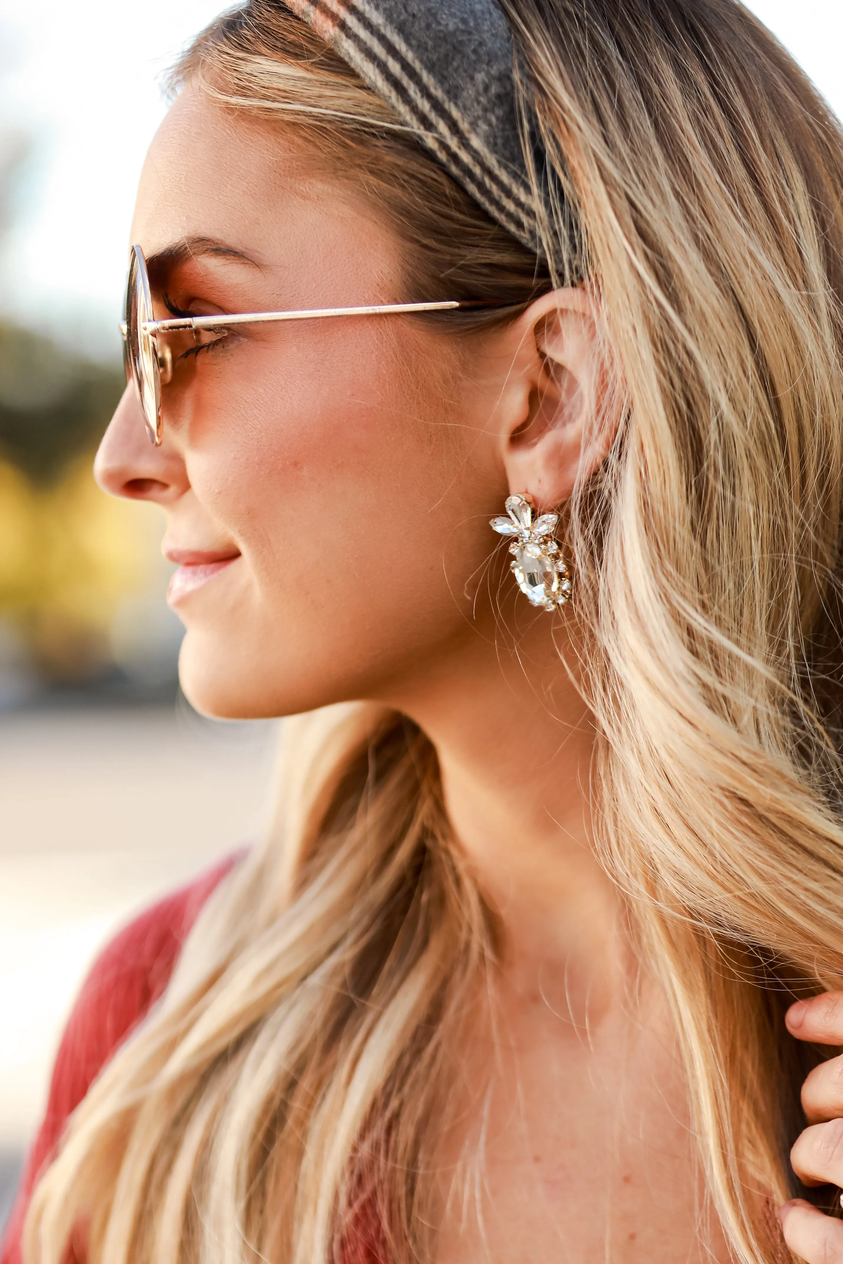 Alanna Gold Gemstone Statement Earrings