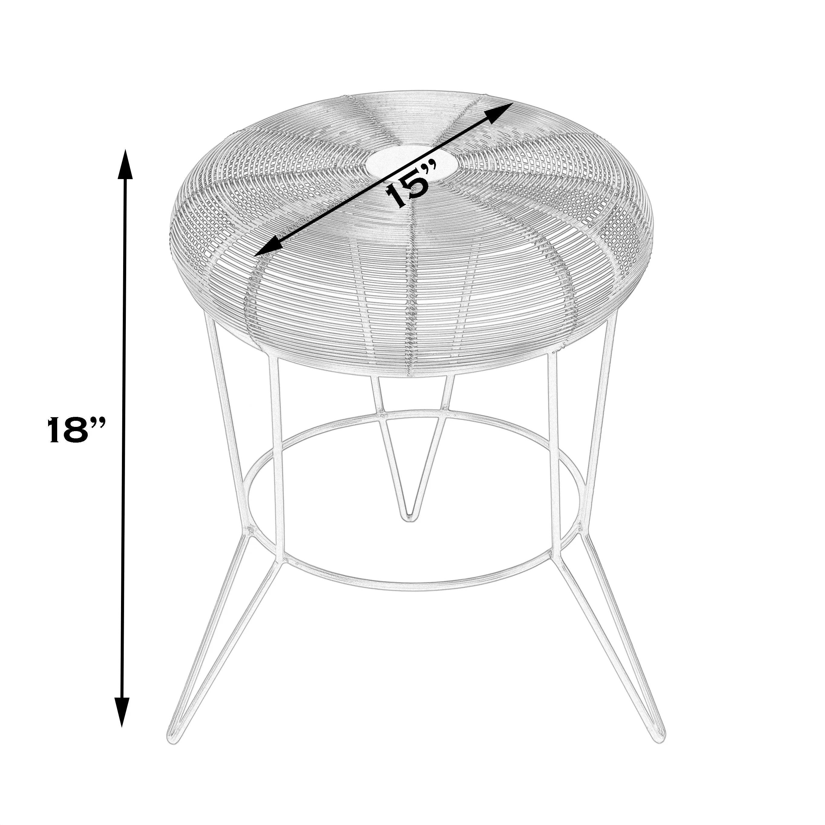 Allen Decorative Wire Side Table in Silver  5633220