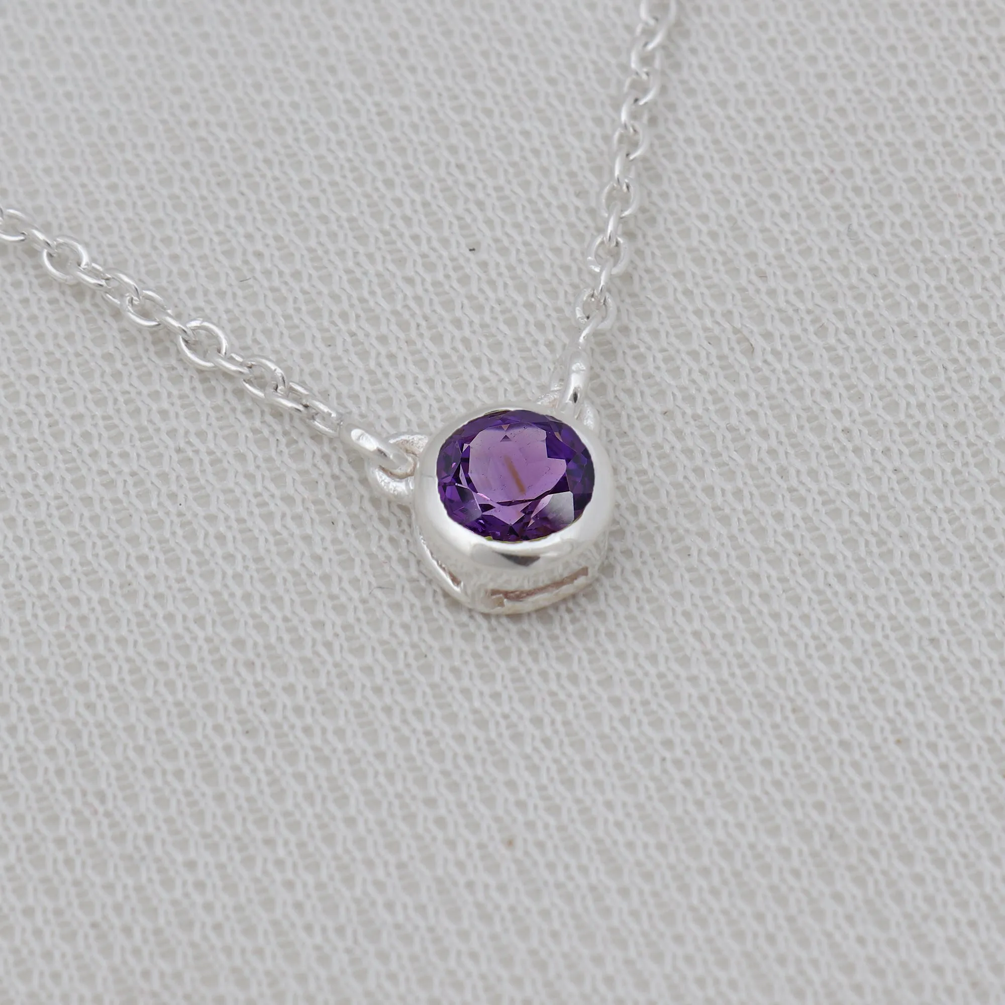 Amethyst Silver Minimalist Necklace