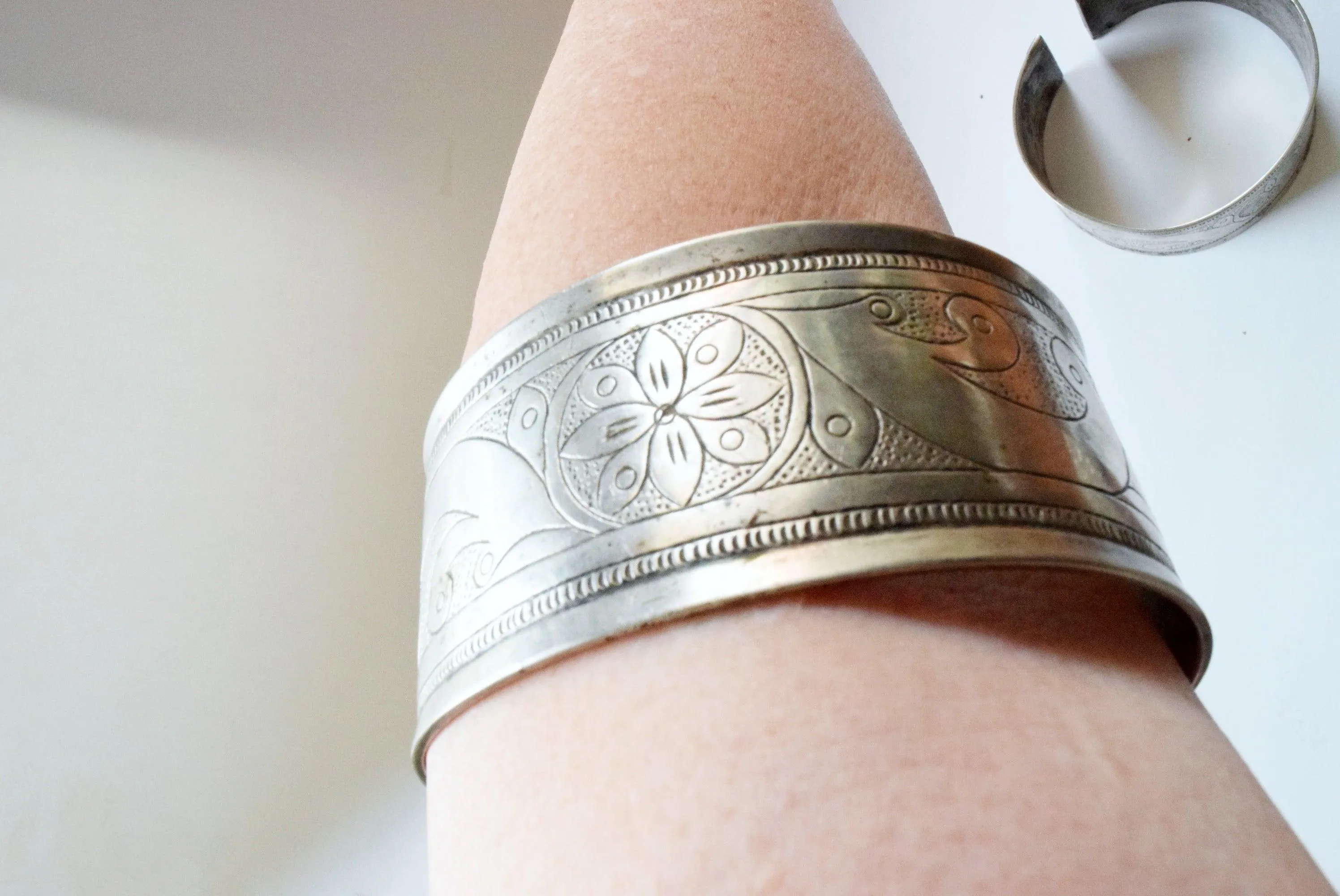 Antique Matching Pair of Silver Berber Arm Bracelets