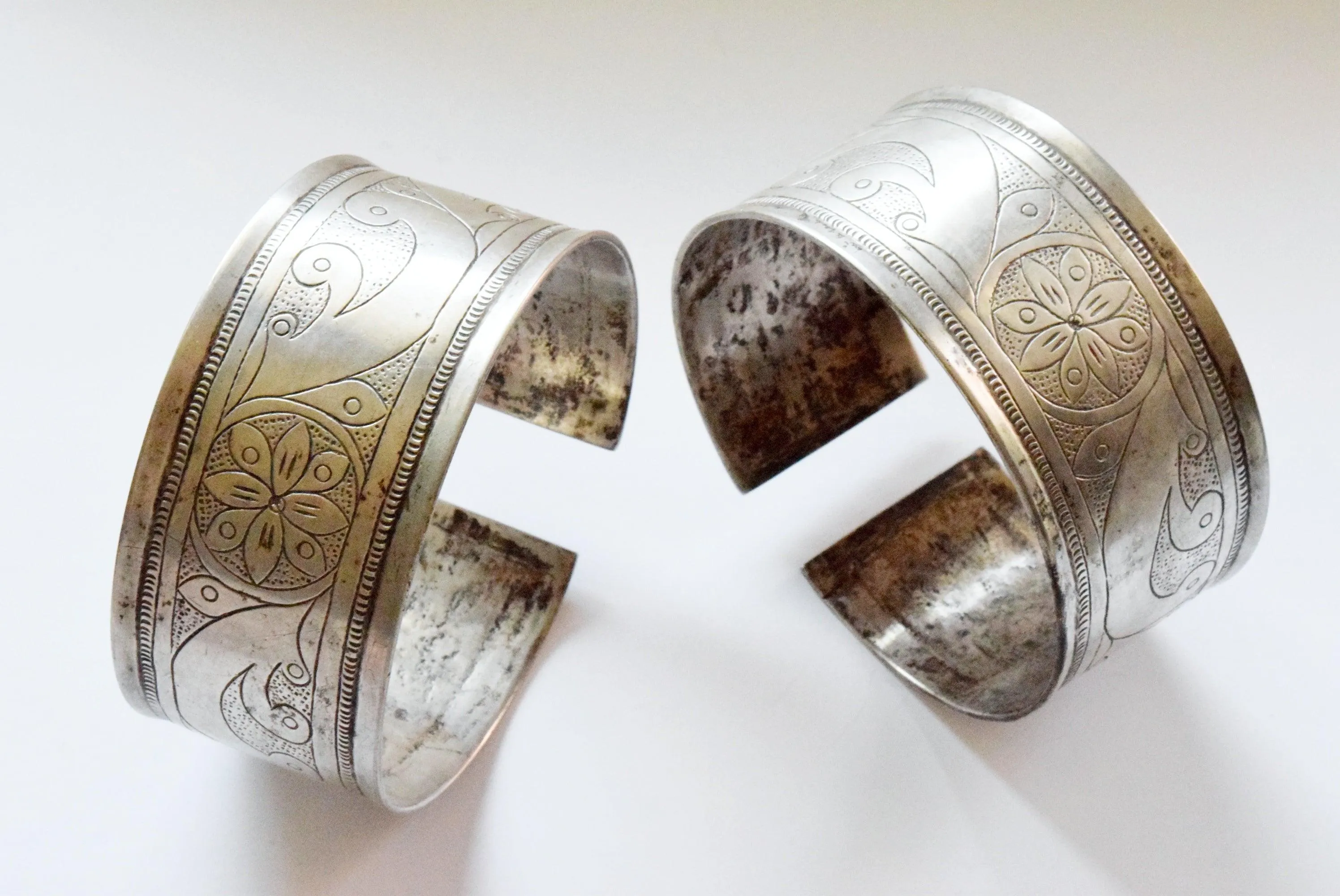 Antique Matching Pair of Silver Berber Arm Bracelets