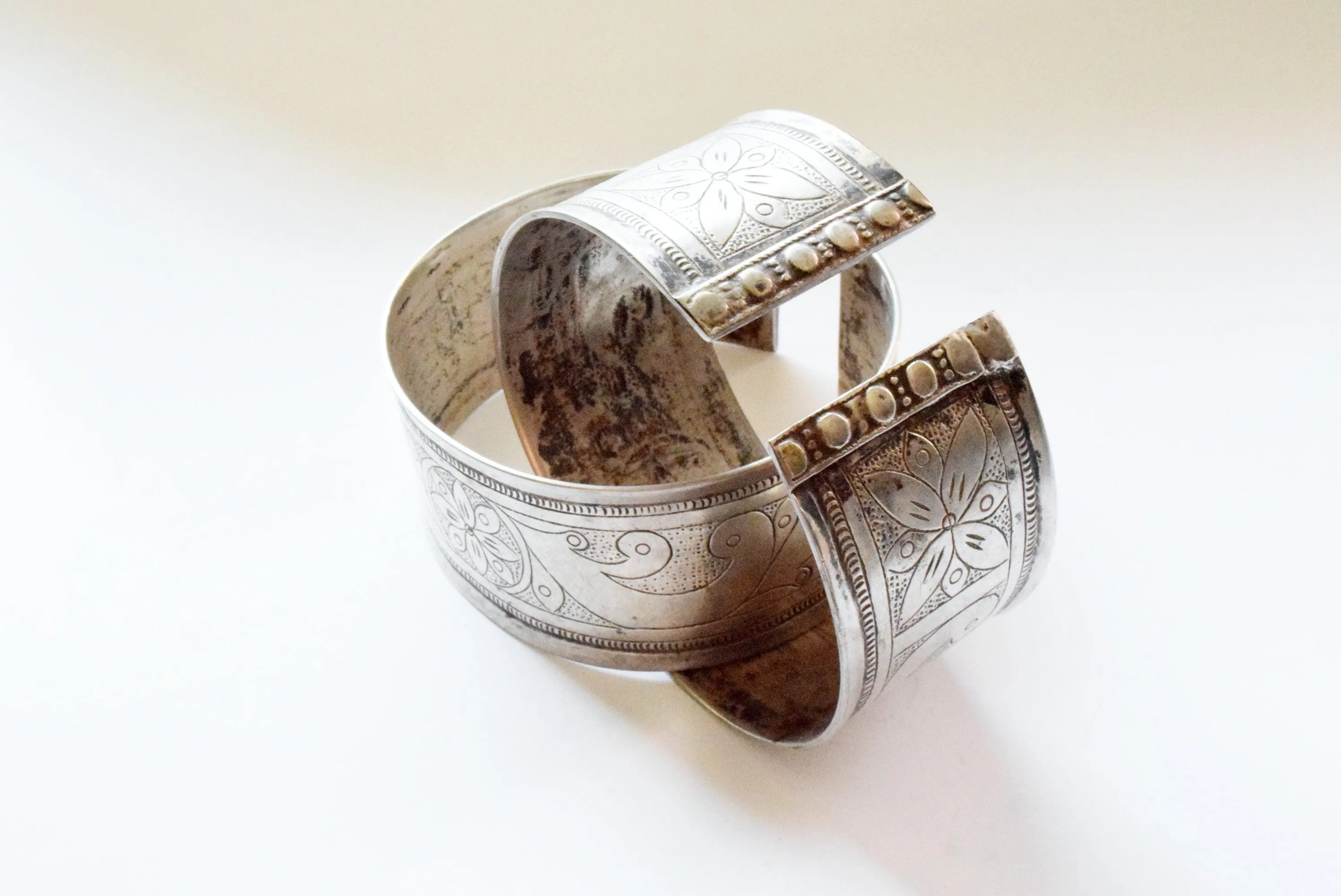 Antique Matching Pair of Silver Berber Arm Bracelets