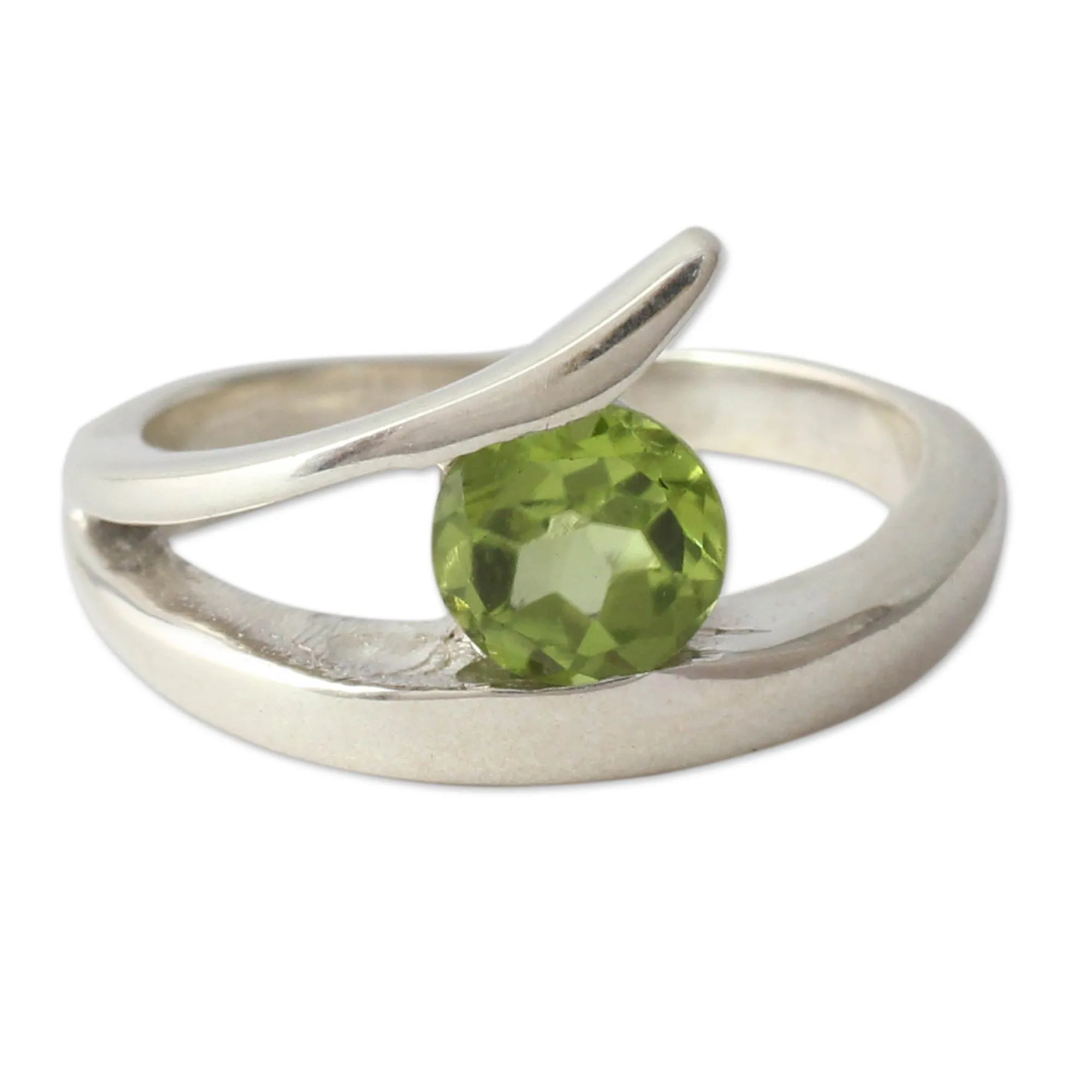 Artisan Crafted Solitaire Peridot Ring from India - Dazzling Love | NOVICA