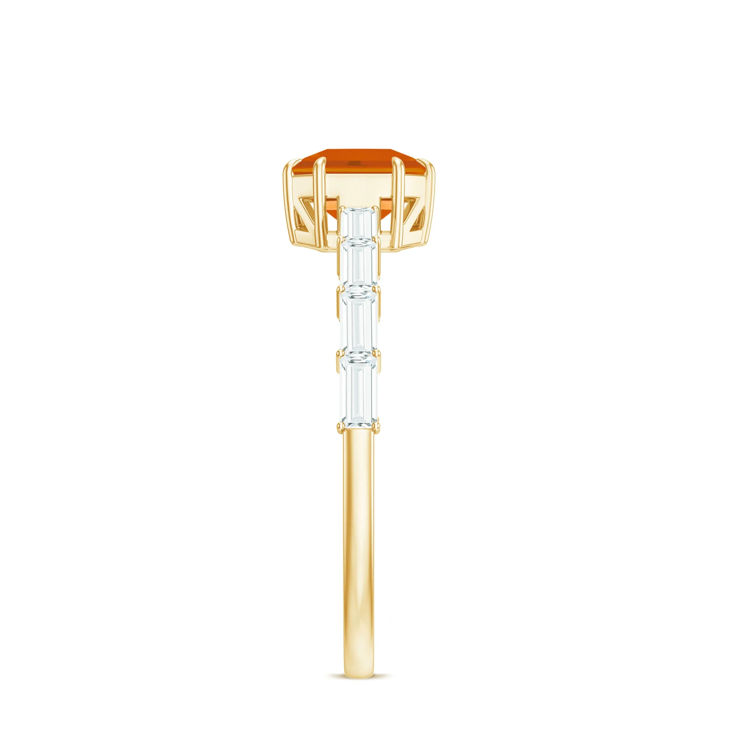 Asscher Fire Opal Solitaire Engagement Ring with Diamond