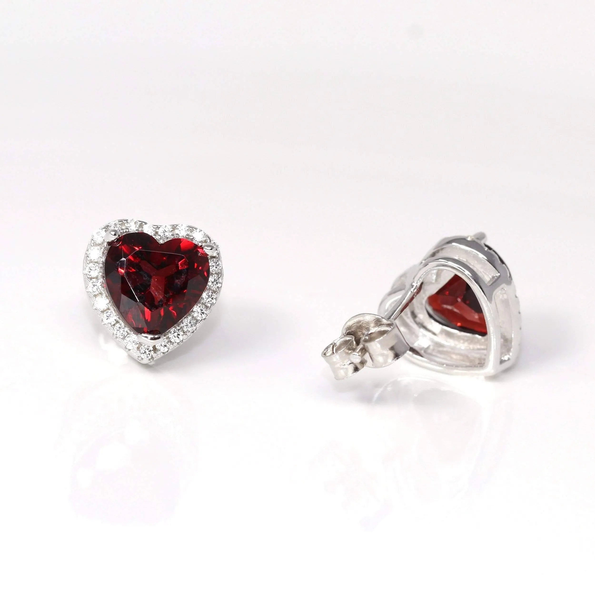 Baikalla™ Classic Sterling Silver Natural Amethyst Citrine Garnet Earrings With CZ