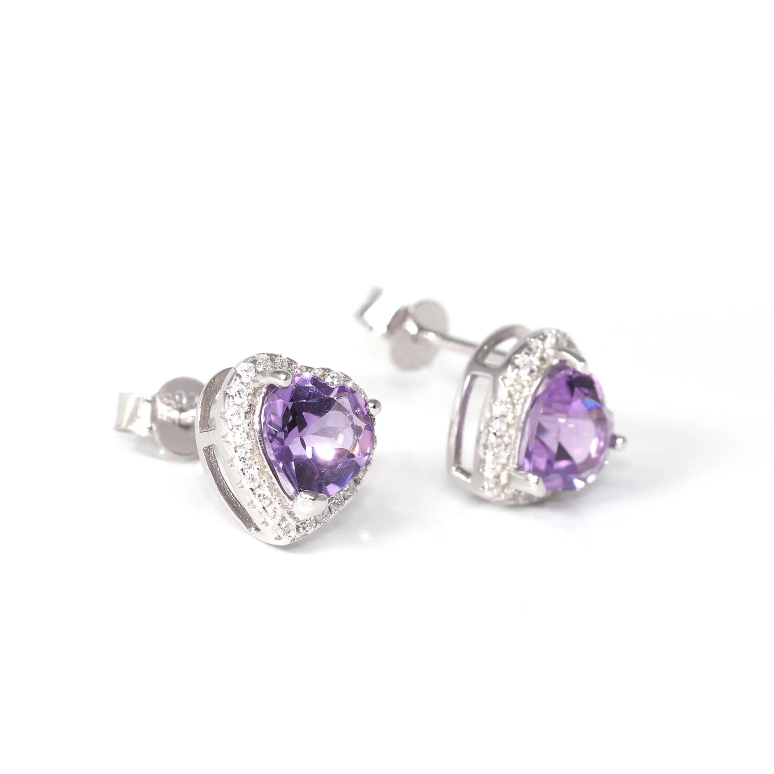 Baikalla™ Classic Sterling Silver Natural Amethyst Citrine Garnet Earrings With CZ