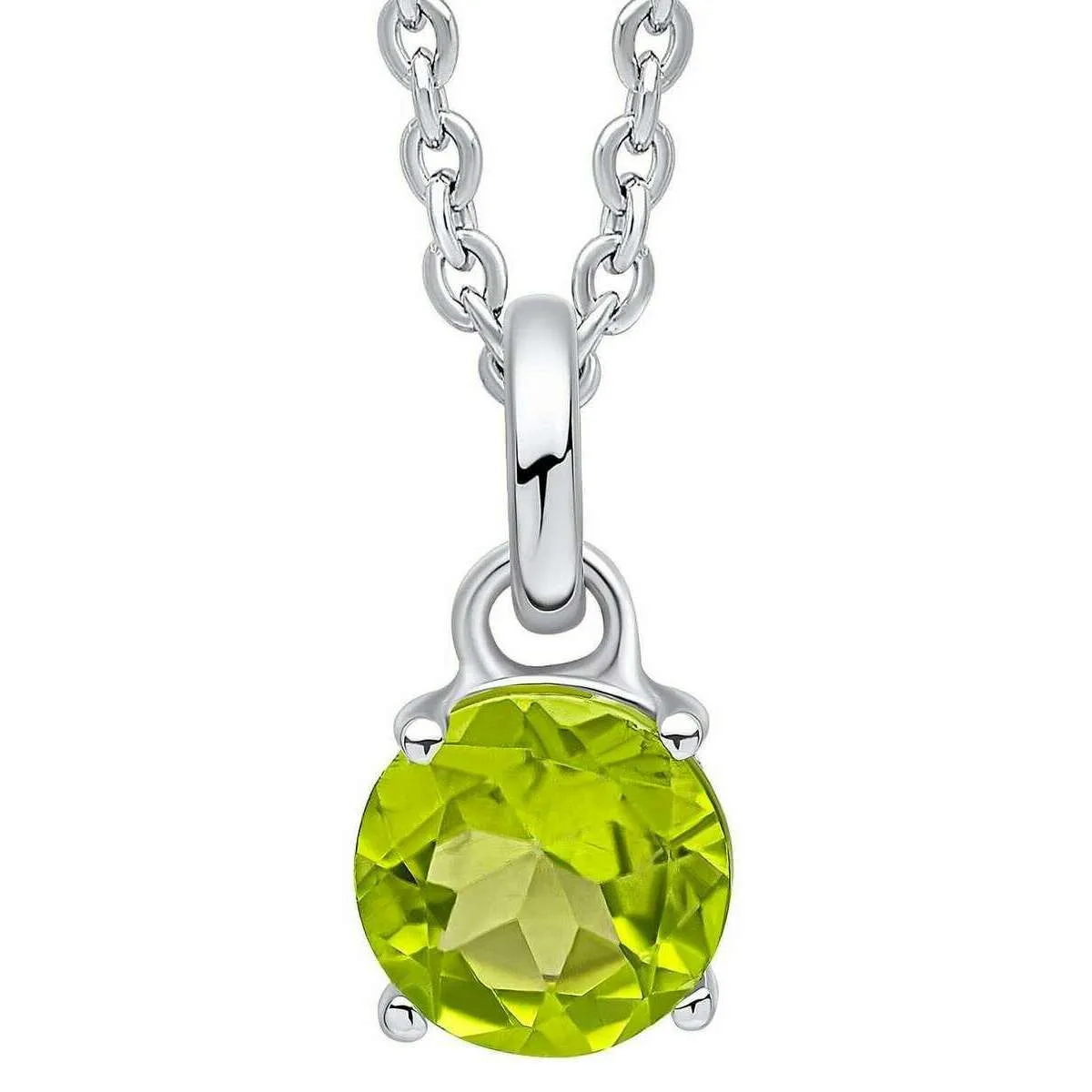 Beginnings Round Semi Precious Pendant - Silver/Green