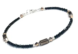 Black and Bronze Anklet - Ankle Bracelet - Sterling Silver