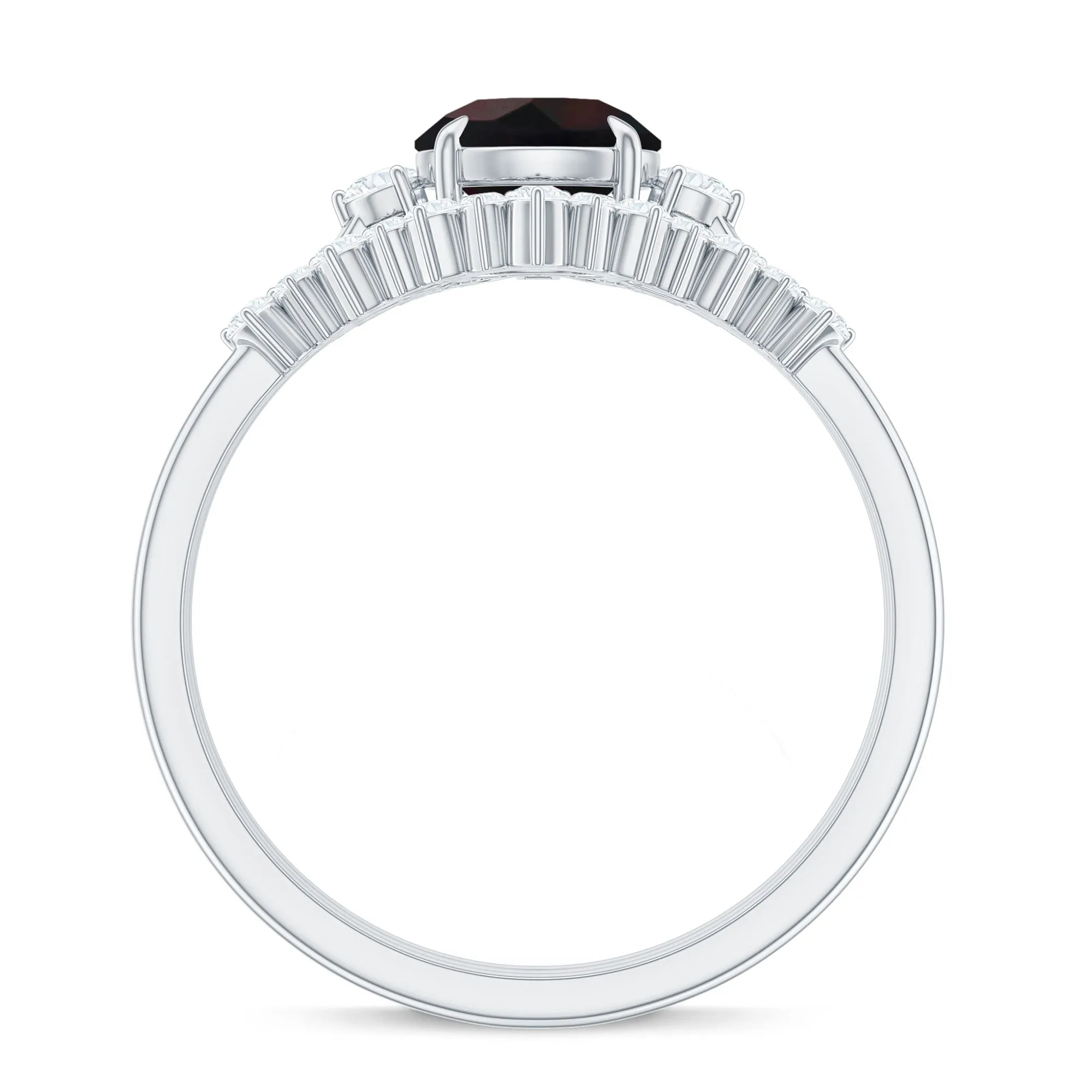Black Opal Designer Trio Wedding Ring Set with Diamond