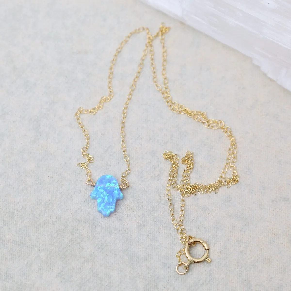 Blue Opal Hamsa Necklace