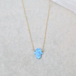 Blue Opal Hamsa Necklace