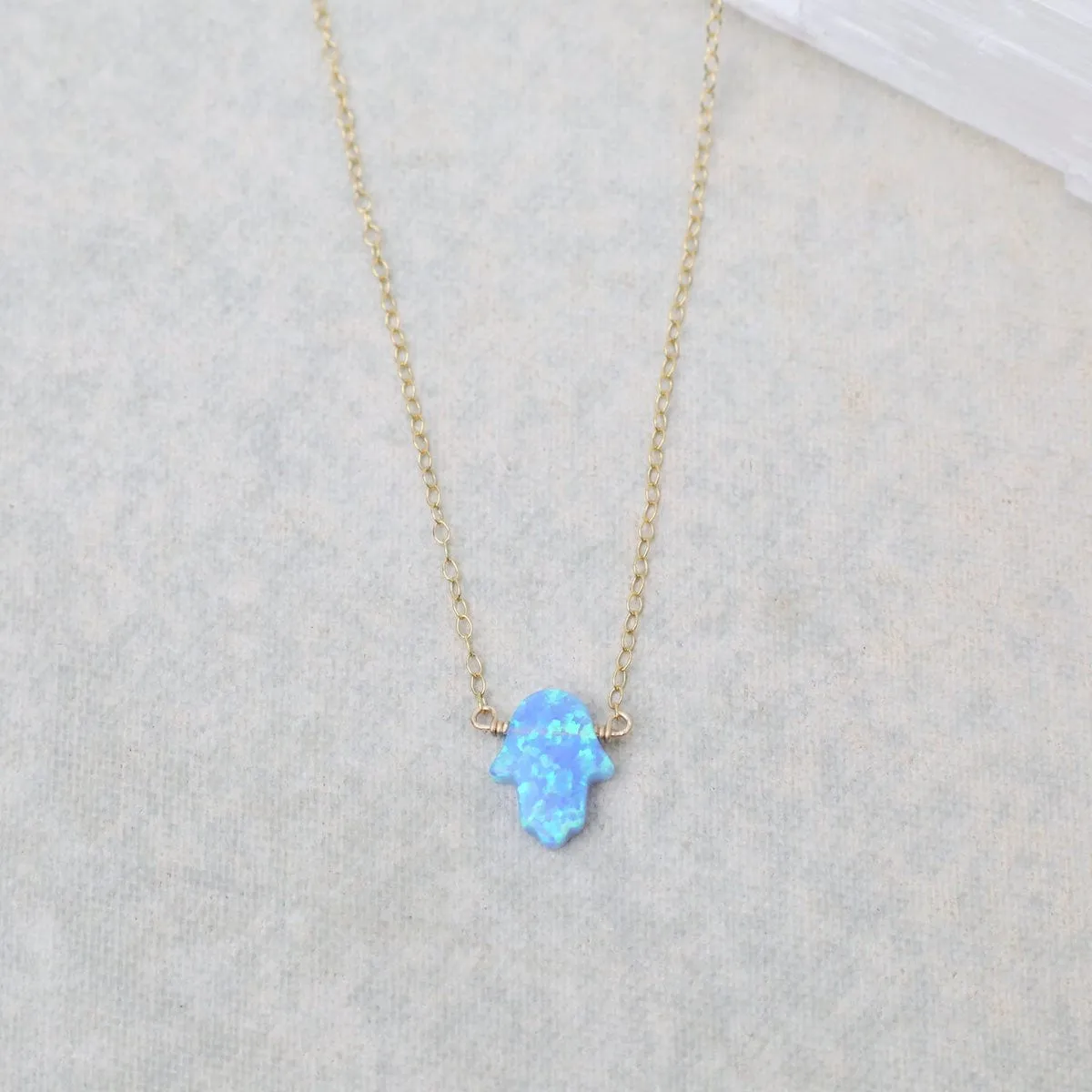 Blue Opal Hamsa Necklace