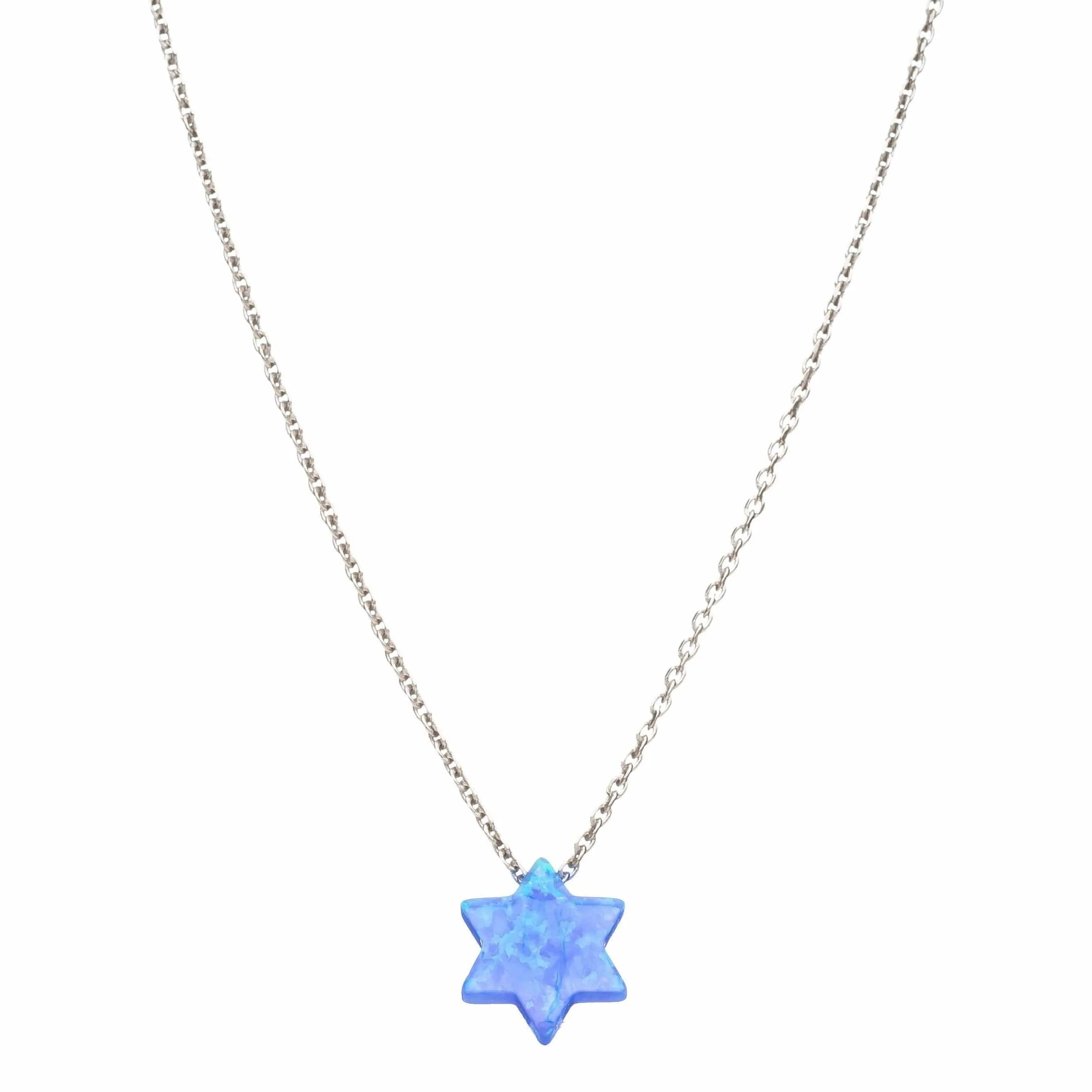 Blue Opal Star of David Necklace