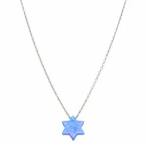 Blue Opal Star of David Necklace