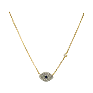 BLUE SAPPHIRE & DIAMOND EVIL EYE NECKLACE