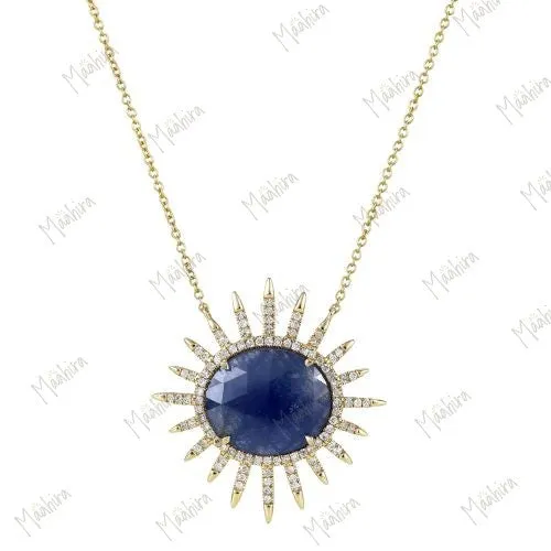 Blue Sapphire Sun Necklace