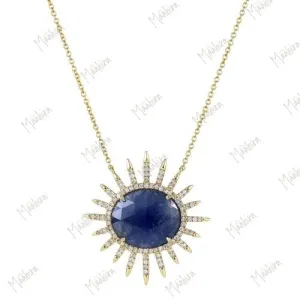 Blue Sapphire Sun Necklace