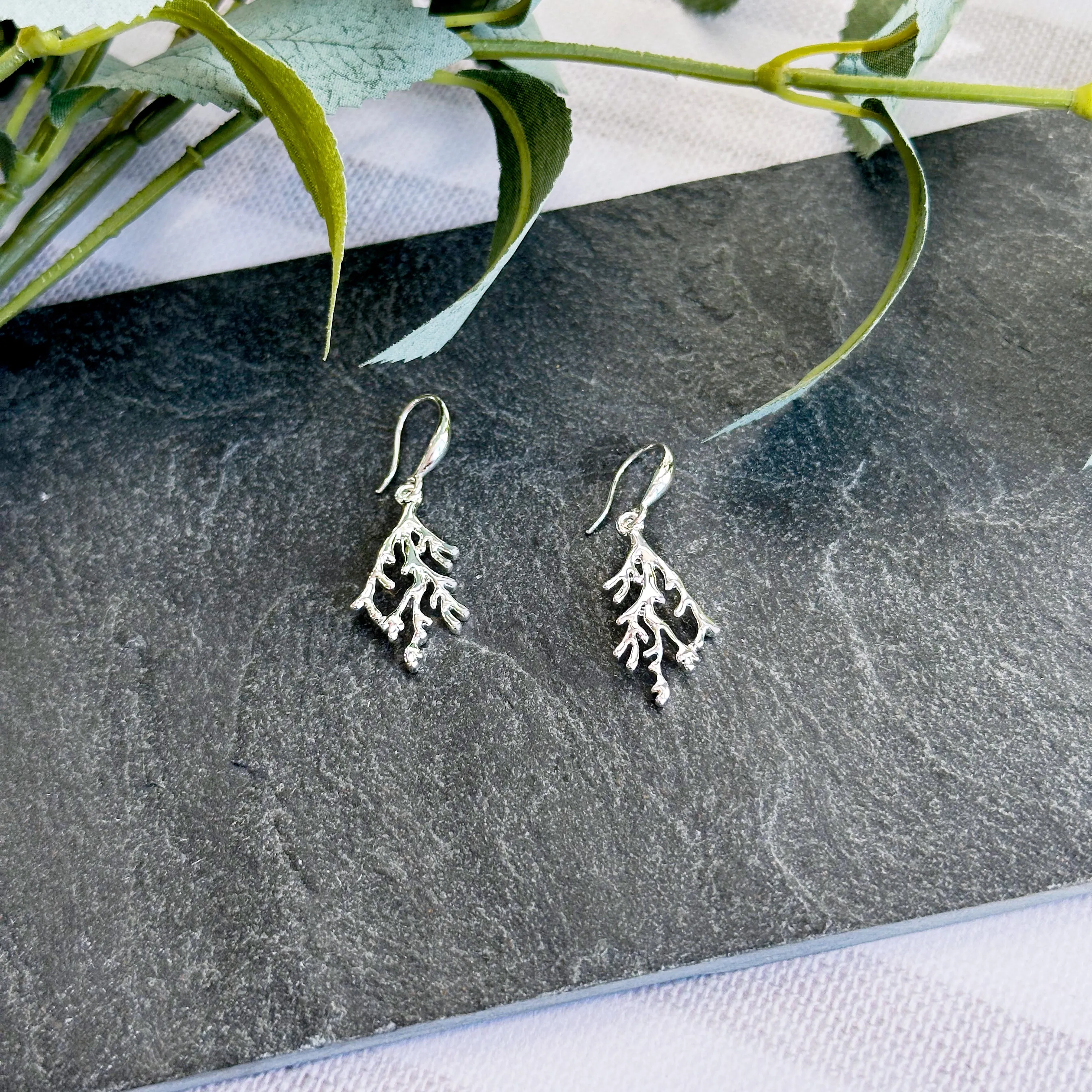 Boho Style Silver Coral Necklace