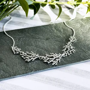Boho Style Silver Coral Necklace