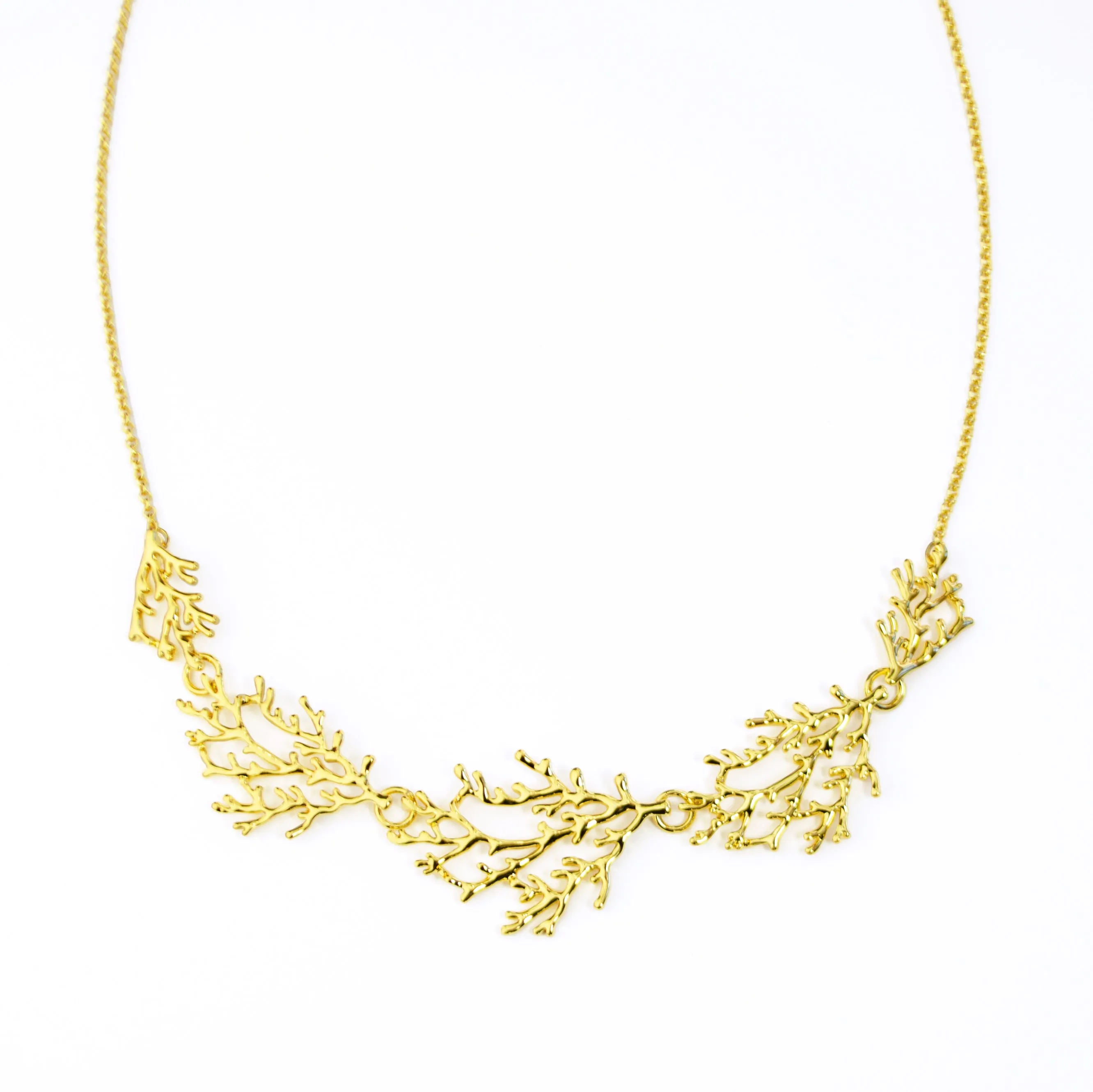 Boho Style Silver Coral Necklace