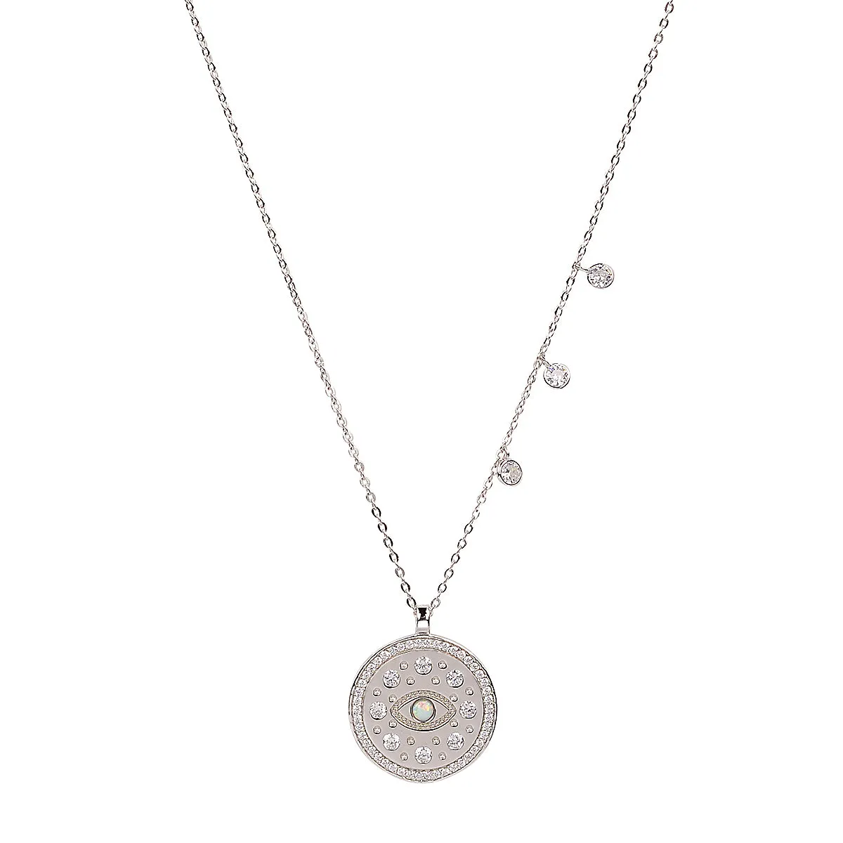 BOHO VINTAGE EVIL EYE SILVER NECKLACE