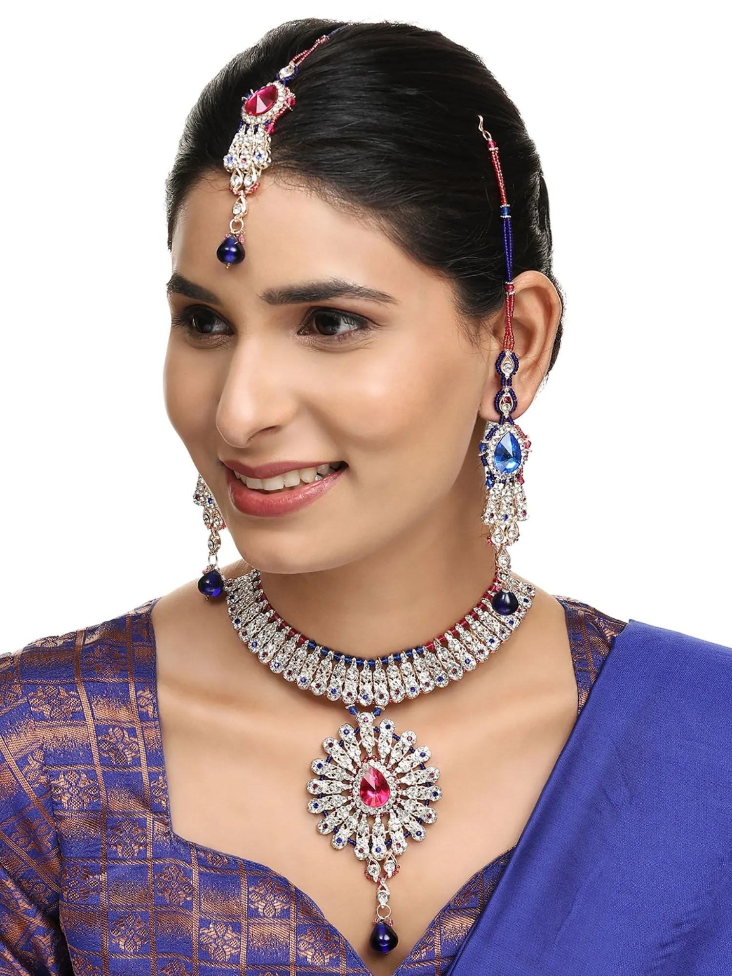 Brass Multi-Color Jewelry Set - Vibrant Elegance - Anikas Creation