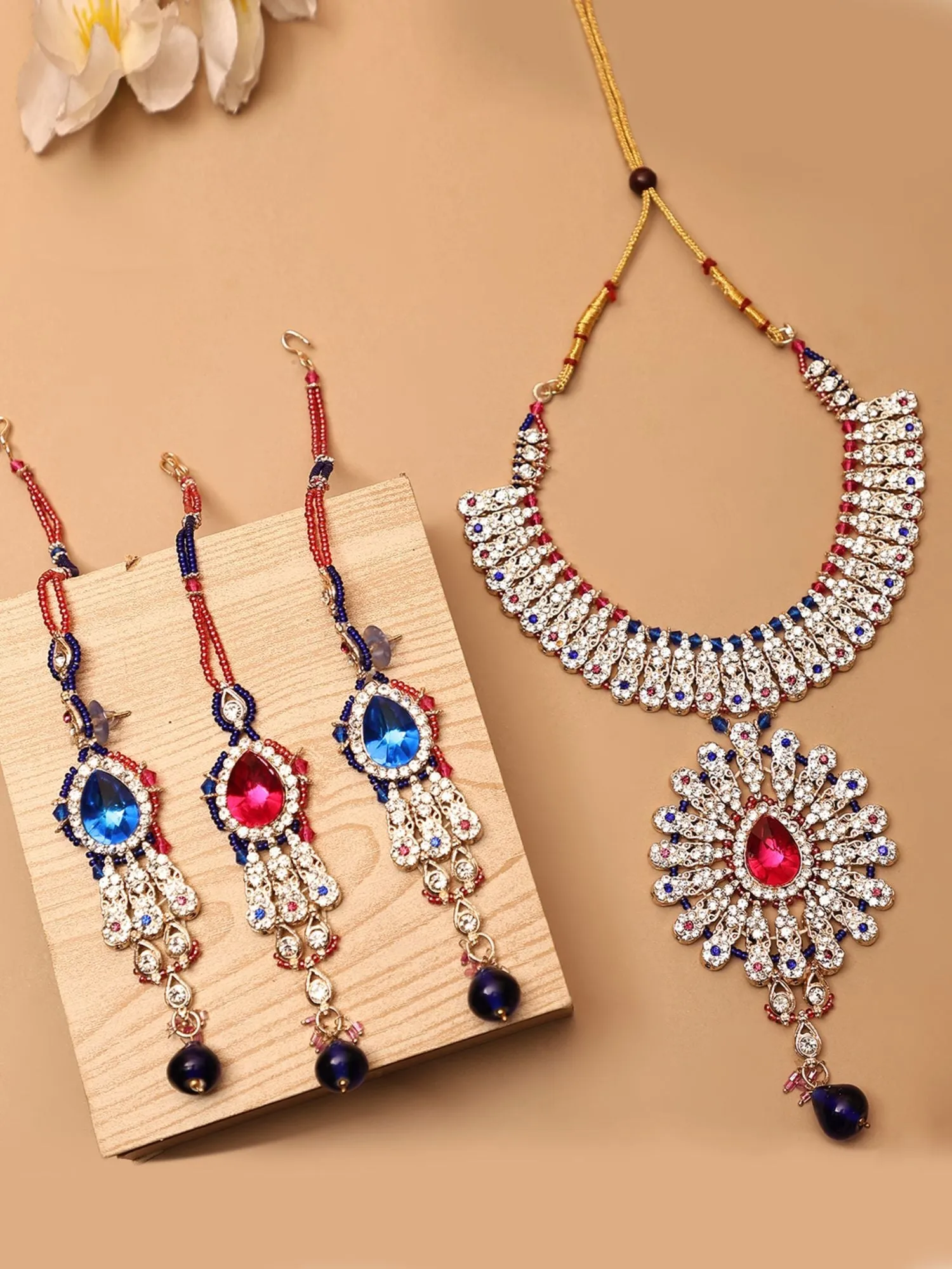 Brass Multi-Color Jewelry Set - Vibrant Elegance - Anikas Creation