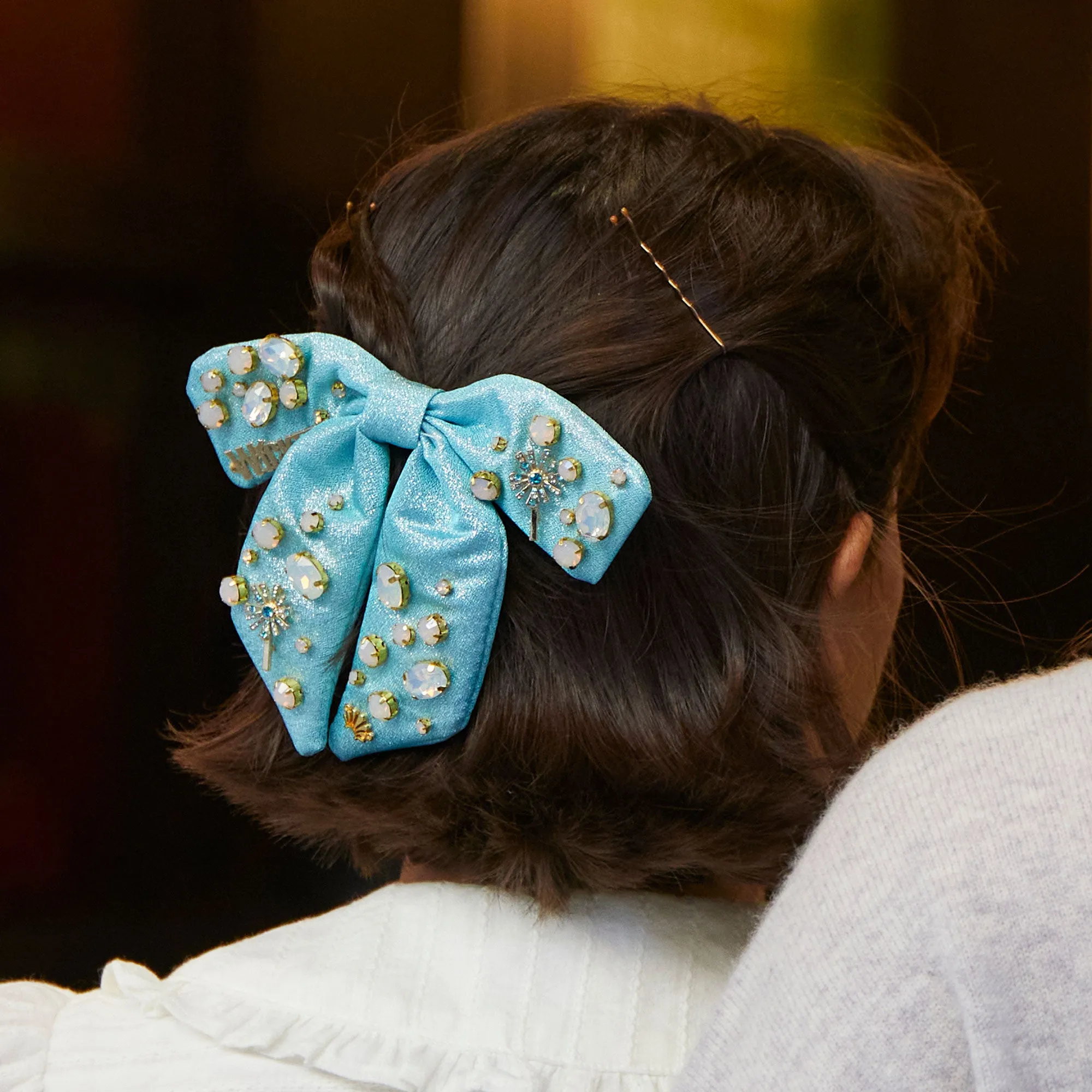BUBBLE BLUE LELE SADOUGHI X WICKED CRYSTAL WAND BOW BARRETTE