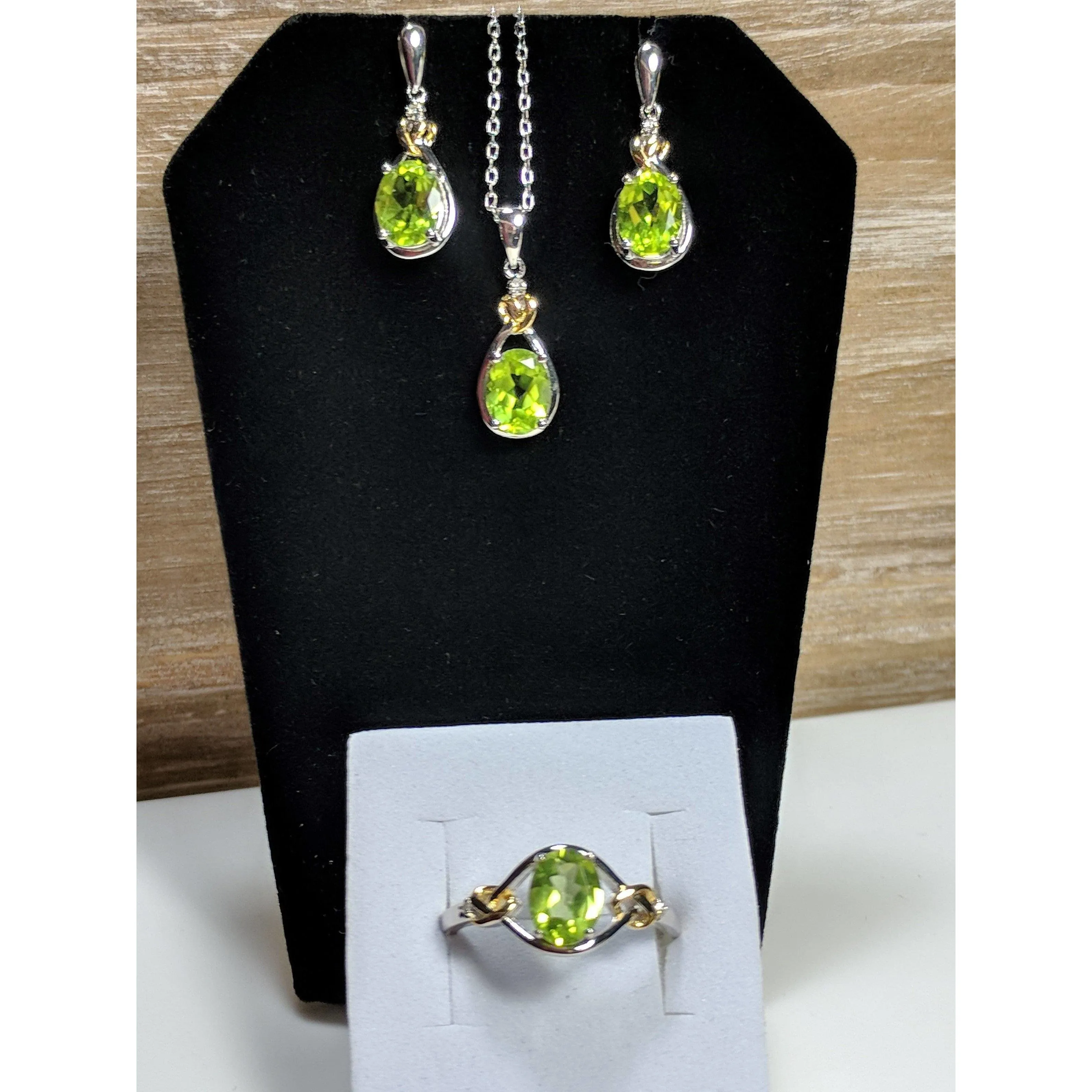 Celtic Love Knot Jewelry SET-Diamonds & REAL Gemstones in Sterling Silver