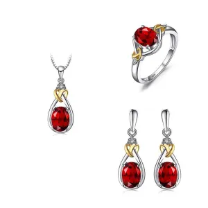 Celtic Love Knot Jewelry SET-Diamonds & REAL Gemstones in Sterling Silver