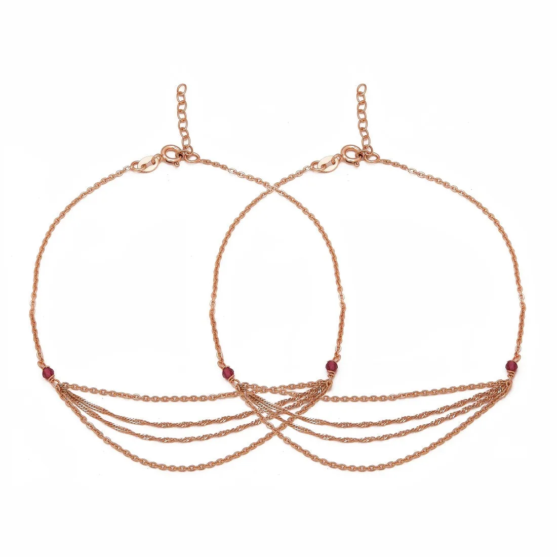 Chic Links Rose Gold-Plated 925 Sterling Silver Anklet